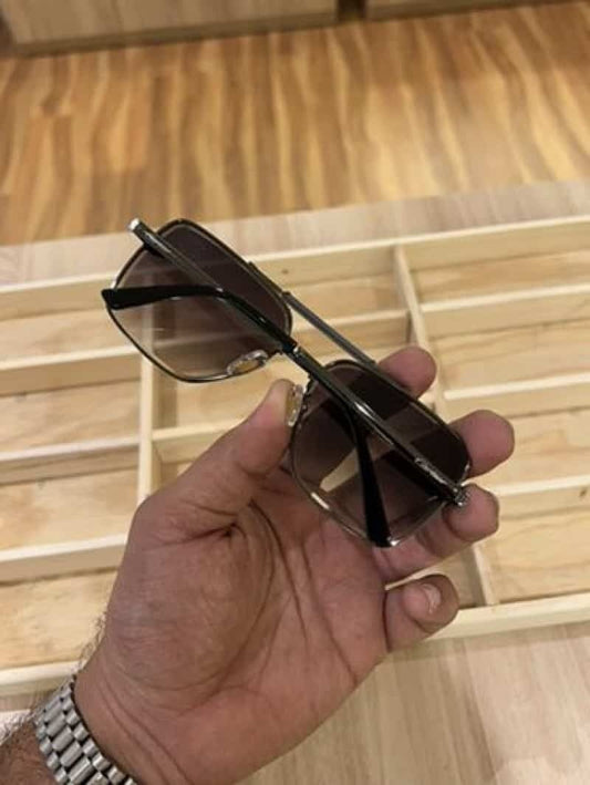 Gunmetal navigator sunglasses - side profile showing slim black temples