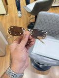 Prada Luxe Rimless Sunglasses Gold Brown - Alternate Front View