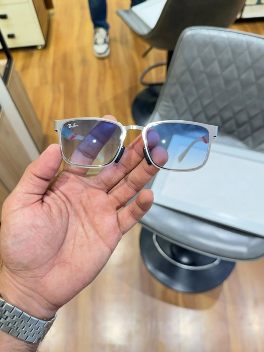 Ray-Ban RB2603 Sea Blue - Front face-on view showing silver frame with sea blue gradient lenses and Ray-Ban logo