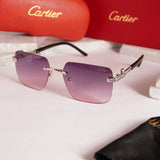 Violet gradient rimless square sunglasses - front view on marble surface