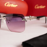 Violet gradient rimless square sunglasses - 3/4 angle view