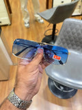 Ray-Ban RB3741 Gold Blue - Folded display showing gold double bridge and blue gradient lenses