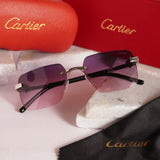 Violet gradient rimless square sunglasses - temple and hinge close up
