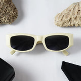 Versace 2315 Cream White Rectangle Sunglasses - Front View Flat Lay